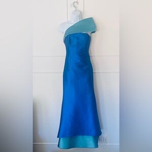 Sachin & Babi Blue Maxi Gown One Shoulder NWT SIZE 2 $995
